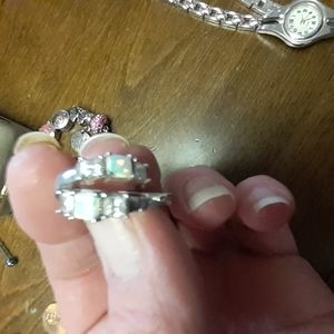 Opal and sterling silver earrings